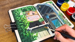 Painting ‘Studio Ghibli’ Scene With Jelly Gouache  Kiki’s Delivery Service [upl. by Bradney42]