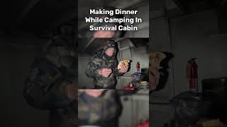 Cooking Dinner While Camping Overnight at Survival Cabin [upl. by Vinn]