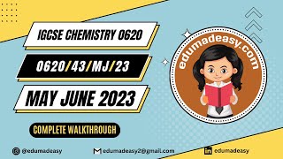 062043MJ23  Paper 43 Extended  Structured  May June 2023  IGCSE Chemistry  edumadeasy [upl. by Durward]