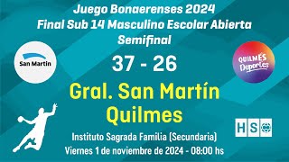 San Martín 37  26 Quilmes  Bonaerenses 2024  Handball S14 [upl. by Analeh849]