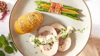 Recette  Filet de finde farci fagots de légumes et pommes de terre Hasselback  Colruyt [upl. by Masson]