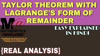 TAYLOR THEOREM PROOF  TAYLOR THEOREM WITH LAGRANGES FORM OF REMAINDER 🔥 [upl. by Jeralee]