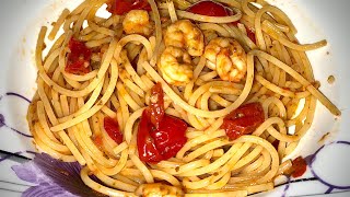 Makarona me karkaleca dhe pomodorini  Receta gatimi  Spaghetti ai gamberetti e pomodorini [upl. by Solahcin67]