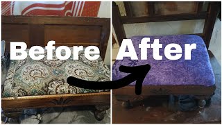 How to reupholster an antique footstool 75 [upl. by Neirb]