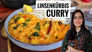 Linsenkürbis Curry  Einfaches indisches Rezept 🙏  Gesund und Lecker [upl. by Ahsinehs784]