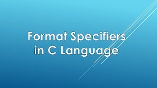 Format Specifiers in C Language in HindiUrdu [upl. by Nat]