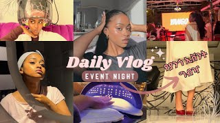 EVENT NIGHT ለያንጎVLOG  Hair and nails vlog dress coded fit strawberry makeup nightcare amp more [upl. by Anytsirk894]