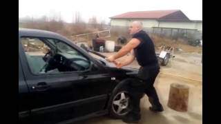 father destroys car son  woldzwagen golf destroys [upl. by Call306]