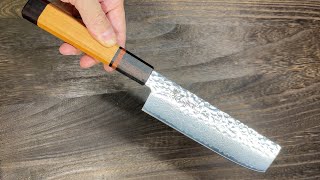 Sakai Takayuki 33Layer VG10 Damascus Yamazakura Nakiri 160mm Dodecagonal Mountain Cherry Handle [upl. by Eneryc]