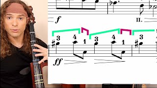 How to Play ÉLÉGIE by Fauré on Cello  Fingerings Part 2 [upl. by Ahsirt]