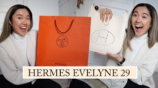 HERMES UNBOXING amp REVIEW Evelyne 29 Unboxing How To Style What It Fits [upl. by Bradleigh892]