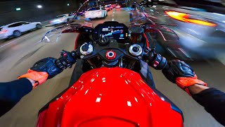 LEADING GROUP OF SUPERBIKES THROUGH TUNNELS INSANE NIGHT RIDE [upl. by Clance]