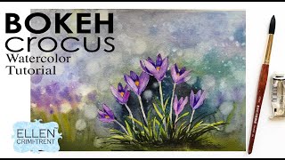 Watercolor Crocus with Bokeh Effect tutorial [upl. by Nuahsal]