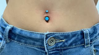 PIERCING OMBLIGO 💉 NAVEL TITANIO ASTM F136 Y ÓPALOS AZULES 💉 PROCEDIMIENTO COMPLETO 💉😉🙂 [upl. by Hardie]