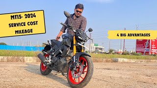 Yamaha MT15 1st Service cost Real Mileage User Review [upl. by Noraa608]