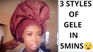 HOW TO TIE GELE BY YOURSELF 3 NIGERIAN GELE STYLE Trending Gele tutorial [upl. by Sergeant]