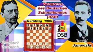 Siegbert Tarrasch Vs Dawid Janowski 🏆 15 DSB Kongress 1906 🏆 D27 Angenommenes Damengambit  357 [upl. by Kaela]