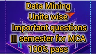 Computer science technoData Miningunit wise important questions teluguMCA [upl. by Asirac690]