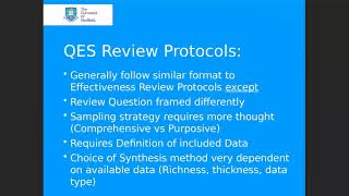 Qualitative Evidence Synthesis Protocols [upl. by Nurat825]