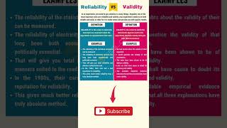 Learn English Vocabulary  Reliability vs Validity english englishvocabulary vocabulary [upl. by Anett]