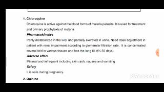 antimalarial drugs 1 [upl. by Ludovick]