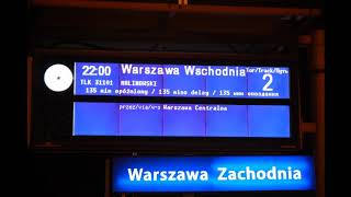 Warszawa Zachodnia  komunikaty kolejowe PKP IC KM SKM i WKD [upl. by Hadlee]