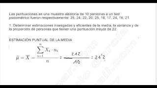 ESTADÍSTICA INFERENCIAL I EJERCICIO 1 ESTIMACIONES PUNTUALES MEDIA VARIANZA Y PROPORCIÓN [upl. by Madoc]