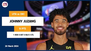 JOHNNY JUZANG 9 PTS 1 REB 0 AST 0 BLK 0 STL vs OKC  20232024 UTA  Player Full Highlights [upl. by Atiuqam]