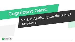 Cognizant GenC Verbal Ability Questions and Answers [upl. by Ulphi505]