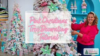 Sweet Shoppe Pink Christmas Tree Decorating Tutorial  Pastel Christmas Decor [upl. by Acirfa551]