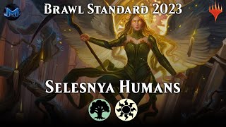 🟢⚪ Brawl the Opposition with Selesnya Humans  Brawl Standard 2023 MTG Arena [upl. by Neelcaj]