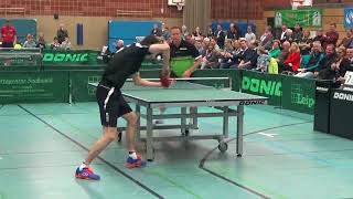 Jan Ove Waldner vs Fegerl Schiri Bachmann Leipold Supercup Table Tennis 20171114 Schwabach Stativ [upl. by Adiehsar]