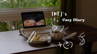 INFJ stay at home diary Desk Setup  Tomato Shrimp Soup  Vintage Ink Drawing 🍅🐇 [upl. by Stanislas]