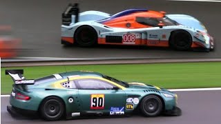 Aston Martin DBR9 GT1 and Lola Aston Martin LMP1  Screaming V12 Engine Symphony [upl. by Yrdua]