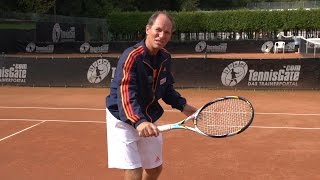 Tennis Tip  Use Backspin for Better Volleys [upl. by Nnaytsirk306]