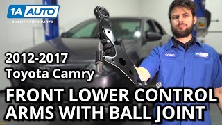 How to Replace Front Lower Control Arms with Ball Joint 20122017 Toyota Camry [upl. by Esertal829]