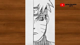 How to Draw Naruto Uzumaki Half Face Naruto Sage Mode Drawing  Drawing for beginners [upl. by Narual38]