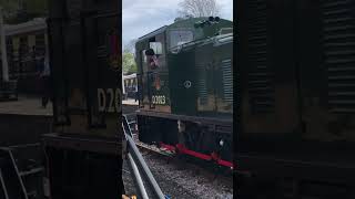 BR 04 shunter D2023 back onto its train at Tenterden town stationthe Kent and East Sussex railway￼ [upl. by Anilehcim]