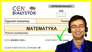 Matura z Matematyki CEN Białystok Podstawa F23 202203 próbna cały arkusz [upl. by Bust]