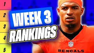 UPDATED RANKINGS for Week 3 Fantasy Football  Fantasy Football Rankings [upl. by Dnomra]