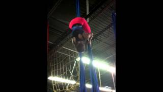 Aerial silks class Cross back straddle slack drop [upl. by Ardnekat]