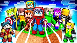 10 FRIENDS on One SUPERHERO BLOCK in Minecraft [upl. by Jarus]