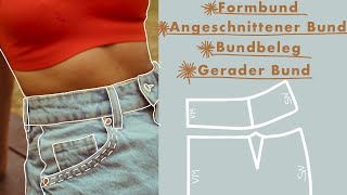 Schnittkonstruktion BUND Schnittmuster für Formbund Bundbeleg gerader Bund angeschnittener Bund [upl. by Suirradal44]