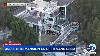 Suspects arrested for vandalizing abandoned Hollywood Hills mansion police say [upl. by Aneloaup]