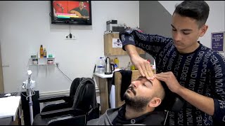 ASMR YOUNG TURKISH BARBER HEAD FACE AND BACK MASSAGE Perfect Relaxing [upl. by Kroll]