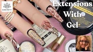 Sparkly Autumn Fall Nails Extensions Encapsulated Glitter Born Pretty [upl. by Irafat]