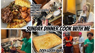 SUNDAY DINNER COOK WITH ME  FRIED CHICKEN GREENBEANS MACampCHEESE SWEET POTATOES CORNBREAD [upl. by Chance55]