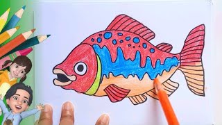 drawing painting and coloring for kids amp toddlersdraw patin fish drawforkid drawanimal [upl. by Lukey554]