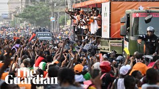 Ecstatic Ivory Coast fans celebrate with team during Afcon victory parade [upl. by Bela]