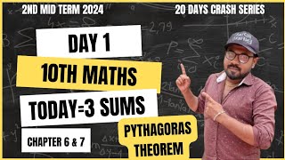 10th Maths Pythagoras theorem  Ch6 amp 7 Day 1 20 days crash series  2nd mid term 2024 [upl. by Mundt]